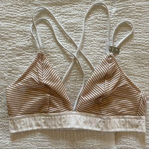 PINK unlined gold lurex criss cross bralette M